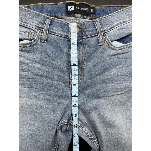 RSQ Jeans‎ Super Skinny Distressed Blue Denim Jeans Women's Size 16 - Picture 7 of 8